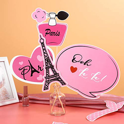 18PCS Booth Props Kit French Theme Photo Booth Props Favors for Birthday Wedding Baby Shower Party Decoration Supplies