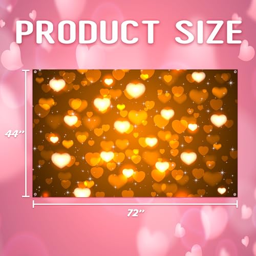 Valentine's Day Photography Backdrop 72 x 44 Inch - Golden Heart Bokeh Valentine's Day Photo Background Cloth for Romantic Shoots - color: Golden