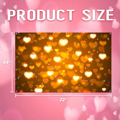 Valentine's Day Photography Backdrop 72 x 44 Inch - Golden Heart Bokeh Valentine's Day Photo Background Cloth for Romantic Shoots - color: Golden