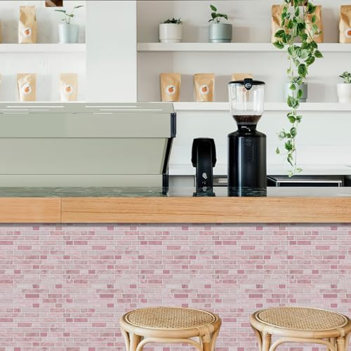 VICCI 12-Sheet Peel & Stick Tile Backsplash 12" x 12" Stick-On Wall Tiles Decals for Kitchen Bathroom & Laundry Room,Pink,Textured Style - color: Spt-106, size: 12 x 12 inch (3D Textured style)