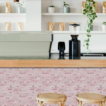 VICCI 12-Sheet Peel & Stick Tile Backsplash 12" x 12" Stick-On Wall Tiles Decals for Kitchen Bathroom & Laundry Room,Pink,Textured Style - color: Spt-106, size: 12 x 12 inch (3D Textured style)
