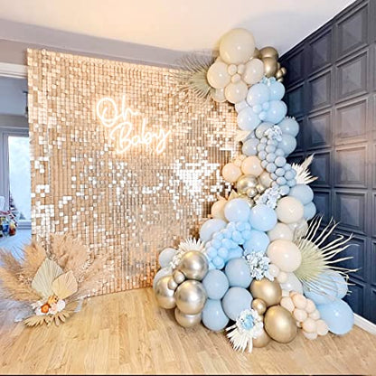 Champagne Glitter Wall Backdrop 6FTx4FT Sequin Wall Shimmer Wall Panels for Party Wedding Disco Backgrounds - color: Champagne, size: 6ftx4ft
