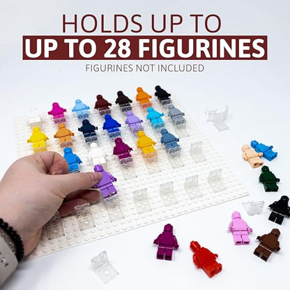 Figurine Display Case 10x10 Walnut Shadow Box for Miniature Figures 10x10 Walnut Wood Shadow Box with White Base to Display Up to 28 Block Figures - color: Walnut With White Backing, size: 10x10