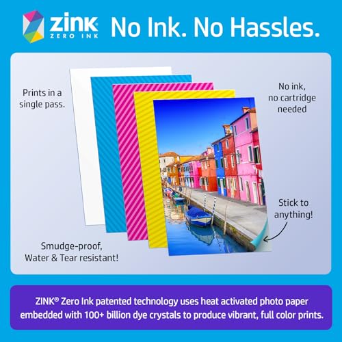 HP Sprocket Portable 2x3 Inch Instant Photo Printer (Black Noir) Print Pictures on Zink Sticky-Backed Paper From Your iOS & Android Device - color: Black, style: Printer