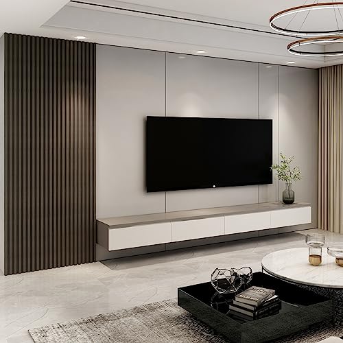 Art3d 8-Pack 96 x 6in. WPC Acoustic Slat Wall Panel for Modern Interior Decor, TV Background, Living Room, Grey Oak - color: Grey Oak, size: 96*6