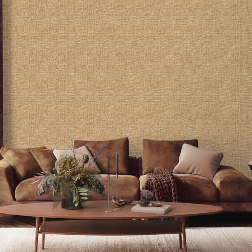 TANONE Dark Coffee Linen Wallpaper (15.8 in X 118 in) Self-Adhesive- Grasscloth Contact Paper Peel and Stick Faux Imitation Cloth Vinyl Film - Wall Paper Solid Color Decorate Furniture Bedroom - color: Dark Coffee, size: 15.8" x 118"
