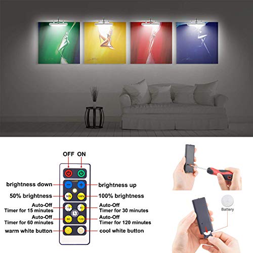 LUXSWAY Wireless Picture Frame Led Lighting,Rechargeable Art Display Lighting Clip on Pictures,Over Painting Lights,Artwork Lamp with Flexible Neck,28 LEDs 3 Lighting Modes 200 LM-Silver - color: M Silver, size: Rechargeable-3 Mode-Flexible Neck