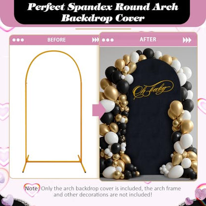 OurWarm Wedding Arch Backdrop Cover Set of 3(6FT 5FT 4FT ), 2 Sided White and Black Arch Cover for Balloon Arch Stand, Stretch Spandex Backdrop for Class of 2026 Graduation Party Decorations