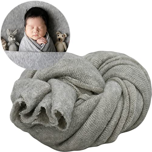 Zeroest Newborn Photography Wrap - Newborn Photoshoot Props for Boys & Girls - Stretch Knit Blanket for Baby Photo Prop (Grey, Small) - color: Grey