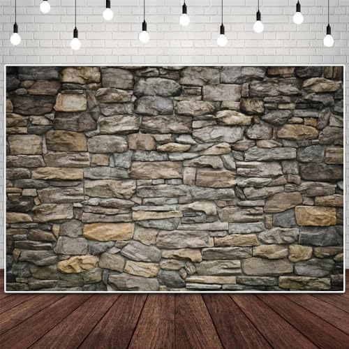 Stone Brick Wall Photography Backdrop Stone Backsplash Brick Wallpaper Background Baby Adult Family Artistic Portrait Photo Video Shooting Studio Props 10X8FT