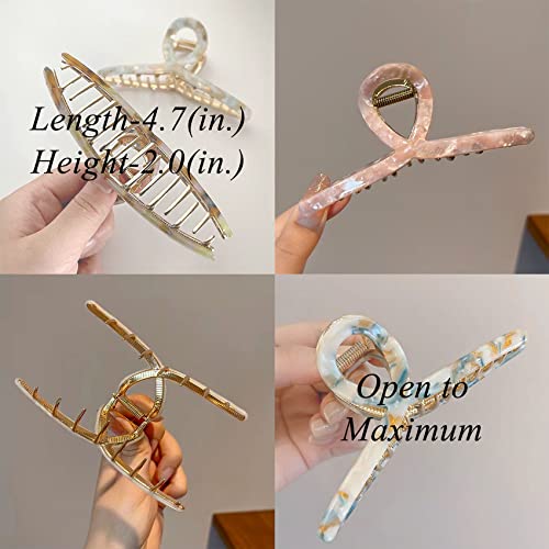 Big Butterfly Hair Accessories - 4.7" Acetate & Metal Clips for Women's Long, Thick Hair - 3 Pcs - color: AcetateHairClip1