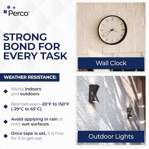 Perco Double Sided Mounting Tape Roll, Clear Nano Tape, 1"x120" (10 ft) – Strong Reusable Adhesive for Wall, Shelves, Picture Hanging, Posters, Décor, Crafts, DIY Projects, Custom Lengths - size: 1x120 inches