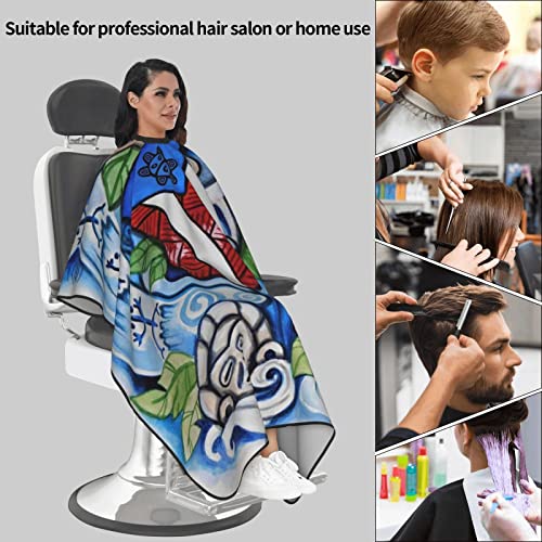 Puerto Rico Barber Cape With Adjustable Closure, Hairdressing Haircut Apron Barber Cover Gown For Hairdresser Styling Home - color: Boricua Puerto Rico Frog2