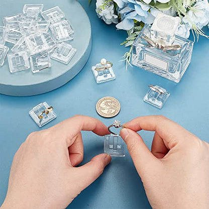 AHANDMAKER 30 Pcs Acrylic Ring Display Holder, Transparent Ring Showcase for Selling Jewelry Storage Organizer, Square - style: Square
