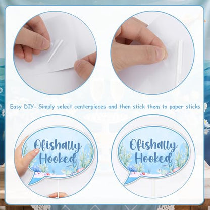 Fishing Bridal Shower Decor Photo Booth Props 24pcs for Woman Two Less Fish In The Sea Selfie Prop Gone Fishing Fish Fisherman Ocean Sea Ofishally Hooked Bachelorette Engagement Wedding Party Supplies