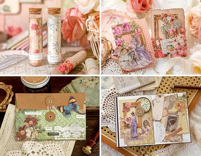 240 Sheets Vintage Floral Scrapbook Paper & Textured Paper Set - 8 Pack Mixed Scrapbook Supplies for DIY Scrapbooking Planner Bullet Junk Journal Supplies Collage Background 3.9x5.5 Inch