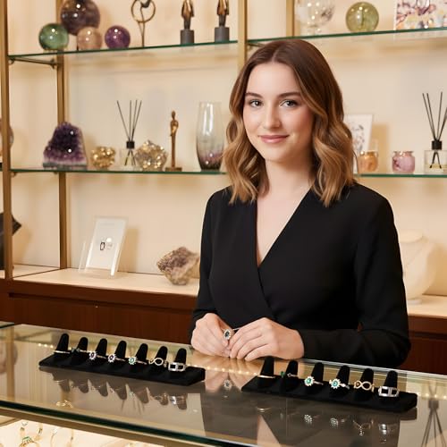 Hpmjz 6 Pcs 6 Finger Ring Holder Black Velvet Ring Display Stand Jewelry Storage Organizer Rings Display Stand for Selling Retail Stores Exhibitions Home Drawer
