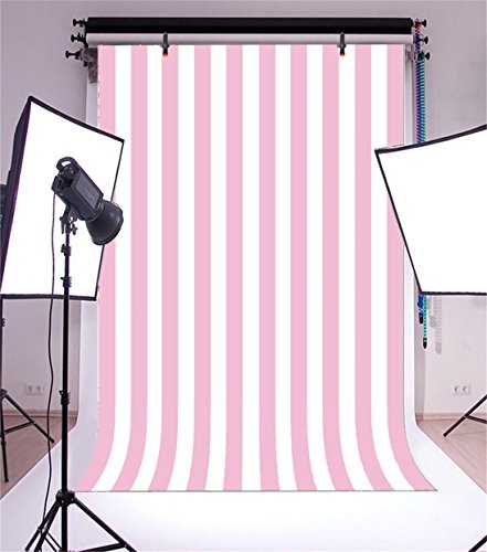 Leyiyi 4x6ft Photography Background Pink and White Stripe Backdrop Happy Birthday Party Vertical Horizontal Stripes Summer Holiday Banquet Baby Shower Blog Make-up Photo Portrait Vinyl Studio Prop - color: Pink,White, size: 4x6ft