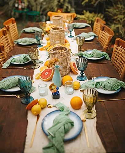 96 Pcs Sage Green Gauze Cheesecloth Napkins, 20 x 20 Inch Rustic Boho Dinner Napkins Wrinkled Rustic Linen Napkins for Wedding,Dinner,Parties - color: Sage Green, size: 20" x 20" (Set of 96)