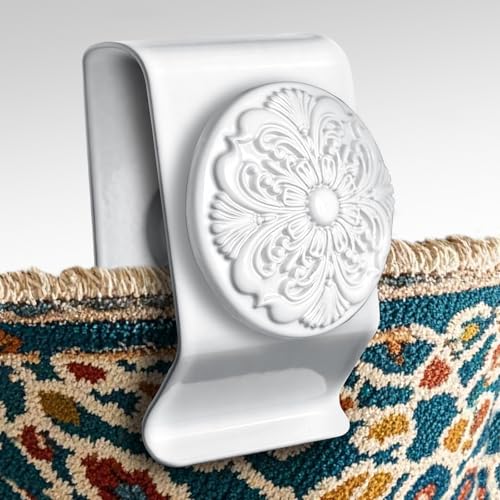 Tapestry Wall Hanging Clamps 4 Pack 1.2x2.0 Textile Art Decoration Hangers Metal Clips for Hanging Rugs Carpet Display(White) - color: White