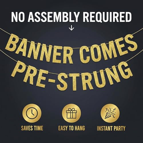 Pre-Strung This Skibidi Rizzler is 11 No Cap Gold Glitter Banner - Funny 11th Birthday Decorations for Boys and Girls - Birthday Party Supplies and Gifts