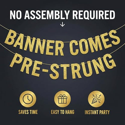 Pre-Strung This Skibidi Rizzler is 11 No Cap Gold Glitter Banner - Funny 11th Birthday Decorations for Boys and Girls - Birthday Party Supplies and Gifts