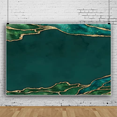 5x4ft Emerald Green Happy Birthday Backdrop Emerald Green and Gold Fluid Glitter Background for Photography Birthday Party Wedding Ceremony Banner Decor Favors Photo Portrait Props Supplies - color: Emerald Green02, size: 5x4ft