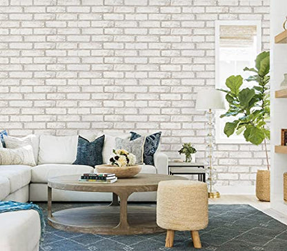 Timeet Brick Wallpaper Brick Peel and Stick Wallpaper Self Adhesive Brick Contact Paper Faux Brick Wallpaper Removable Wall Paper for Bedroom Laundry Room Accent Walls 17.7"×197" - color: Beige,white, size: 17.7" x 197"