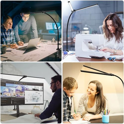 ShineTech LED Desk Lamp for Home Office, Ultra Bright Clamp Light with Flexible Gooseneck, 25 Lighting Modes, Eye-Caring Architect Lamp for Dual Monitors, Reading & Gaming Setup - color: 5CCT in One (3000K/3500K/4000K/5000K/6000K)
