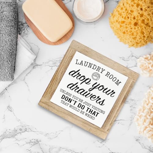 Laundry Room Sign for Laundry Room Decor, Funny Home Decor, Washing Rooms Decoration Wooden Box Signs, Farmhouse Shelf Table Decoration, Freestanding Wooden Plaque Sign - color: Color15