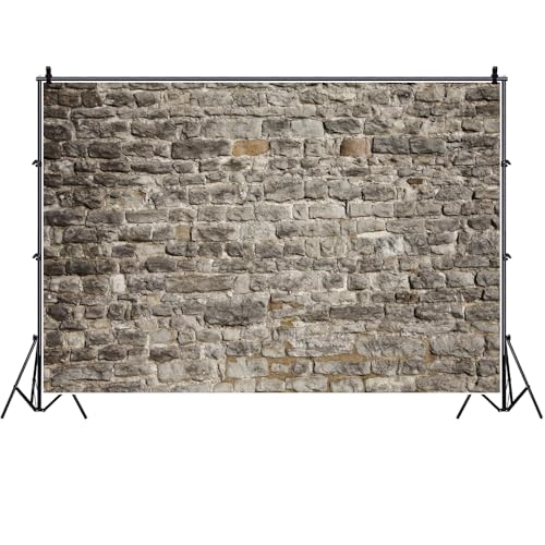 Laeacco Brick Wall Backdrop - 10x8FT Vintage Grey Stone Brick Photography Background for Newborn Baby Shower, Birthday Party Decor, Cake Table Banner, Wallpaper, Portrait Photo Studio Shoot Props - size: 10x8FT