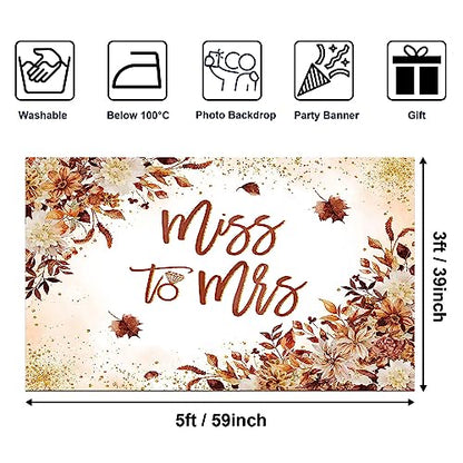 Avezano Miss to Mrs Backdrop Autumn Floral Bridal Shower Backdrop Bride to Be Engagement Party Photography Background Decorations Wedding Banner Photo Booth Prop (5x3ft, 59x39inch) - size: 5x3ft, 59x39inch