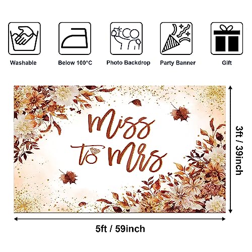 Avezano Miss to Mrs Backdrop Autumn Floral Bridal Shower Backdrop Bride to Be Engagement Party Photography Background Decorations Wedding Banner Photo Booth Prop (5x3ft, 59x39inch) - size: 5x3ft, 59x39inch