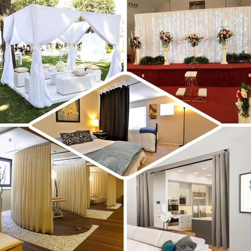 Efavormart 20ftx10ft White Dual Layered Chiffon Polyester Room Divider, Backdrop Curtain with Rod Pocket - color: White, size: 120"W x 240"L (Pack of 1)
