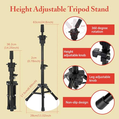 Mannequin Head with 80% Real Human Hair with Tripod Stand - 28" Cosmetology Manikin Doll Head for Hair Styling, Hairdressing Training Head for Braiding Practice Suitable for Hair Extensions - color: Blonde#27&Tripod Set