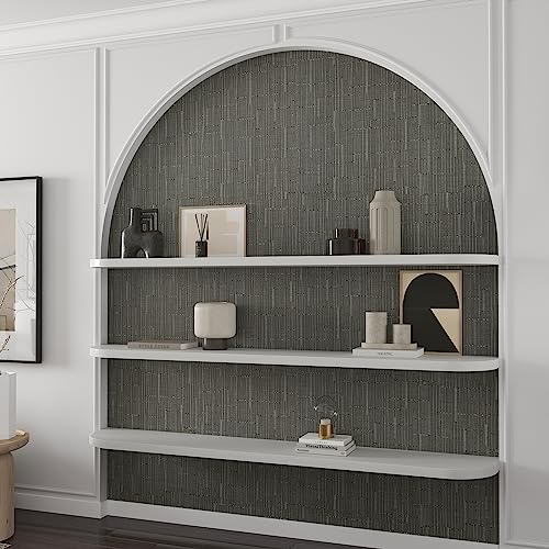 CHIHUT Dark Gray Grasscloth Peel and Stick Wallpaper Textured Removable Grass Cloth Contact Paper Self Adhesive Fabric Linen Grey Stick on Wallpaper for Bathroom Kitchen Backsplash Walls 17.7”x236” - color: ['Dark Gray'], size: 17.7" x 236"