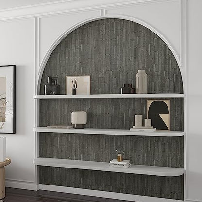 CHIHUT Dark Gray Grasscloth Peel and Stick Wallpaper Textured Removable Grass Cloth Contact Paper Self Adhesive Fabric Linen Grey Stick on Wallpaper for Bathroom Kitchen Backsplash Walls 17.7”x236” - color: ['Dark Gray'], size: 17.7" x 236"
