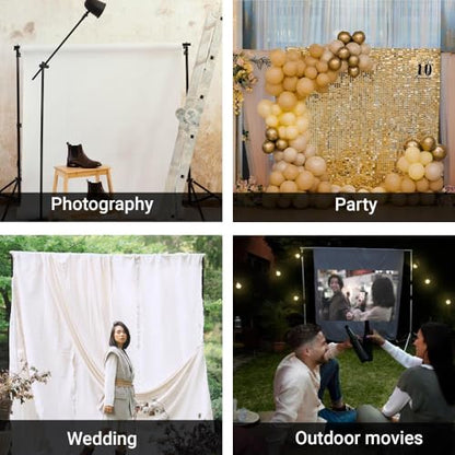 Raya Triple Crossbar Background System – Supports up to 3 Seamless Paper Rolls, Holds 9.8 ft Wide Backdrops, Adjustable 9.2 ft Height, Aluminum, 12 lb Capacity per Crossbar