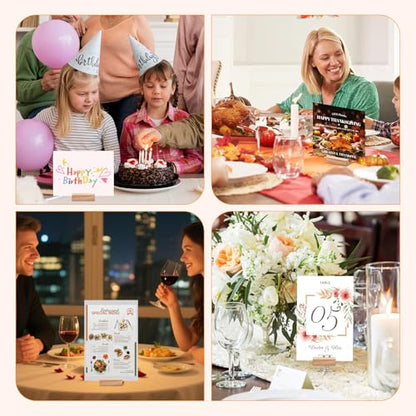 FSWCCK 30 Pieces Wood Place Card Holders Wood Table Number Stands Picture Holder Acrylic Sign Holders for Ceremony Birthday Party Home Decoration