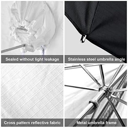 Godox UBL-85S 85cm 33.4” Black Silver Reflective Umbrella Photography Studio Soft Light Umbrella with Large Diffuser Cover for Video Shooting