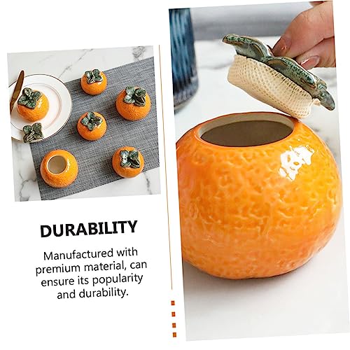ABOOFAN 1Pc Ceramic Orange Jar Style Fruit Ornament for Home Decor Photography Props Airtight Tea Storage Container Simulation Design Present