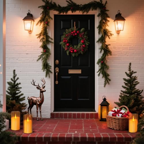 wemarry Flameless Candles Acrylic Glass Pillars 3" D x 6" H Battery Operated Flickering Candles Include 8-Key Remote with Timer Function 400+ Hours (Amber, Warm Light 2 Pack) - color: Amber, size: Warm Light 2 Pack