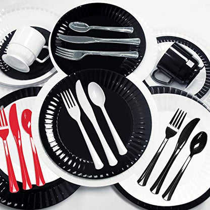 Party Essentials Extra Heavy Duty Hard Plastic Cutlery Combo Pack and Full Size Knives/Forks/Spoons, Clear, 8 Place Setting-Count - color: Clear, size: 24-Pieces/ 8-Place Settings