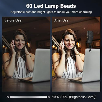 Selfie Light, Phone Light with Front & Back Clip, 60 LED Portable Light with 3 Modes, 5000mAh Rechargeable Video Light for Phone, iPhone, TikTok, Vlog Photographic Lighting Monolights(2 Pack) - color: 2Pack Black