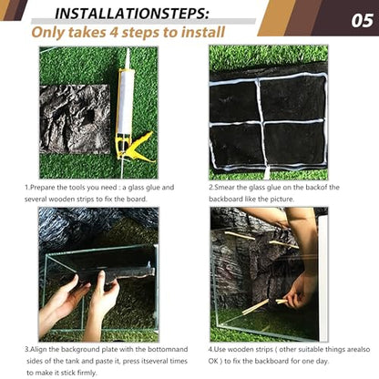 17.7x11.8in Rock Terrarium Background,3D Reptile Tank Background Board,Amphibian Stereo Backdrop Wall,Lizard Snake Gecko Spider Turtle Fish pet silo Background Decorative Panel(Yellow) - color: Yellow 1P