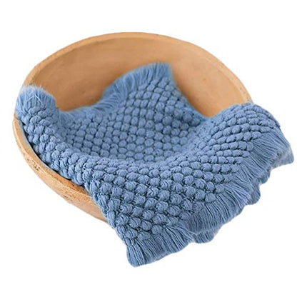 Zeroest Baby Photography Props Basket Braid Wool Wrap Newborn Photo Shoot Baskets Filler Posing Stuffer Background Blanket (Blue) - color: Blue