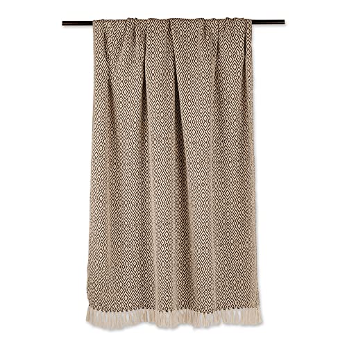 DII Rustic Farmhouse Double Diamond Woven Throw, 50x60, Brown - color: Brown