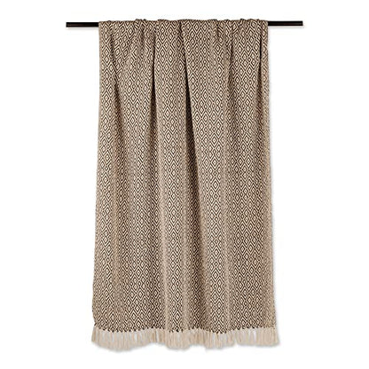 DII Rustic Farmhouse Double Diamond Woven Throw, 50x60, Brown - color: Brown