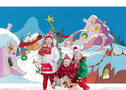 5.9X 3.6ft Welcome to Whoville Backdrop Snow Winter Whoville Christmas Banner Christmas Village Party Photography Background Xmas Birthday Baby Shower Party Supplies Decoration - size: 5.9x 3.6ft