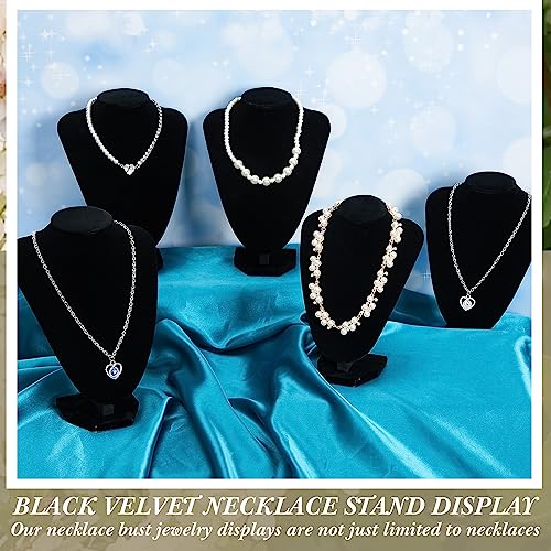 Huquary 6 Pcs Necklace Display Stand Necklace Holder Jewelry Bust Display Stands for Selling Home Store Trade Shows Photography Props Retail(Black,Velvet) - color: Black
